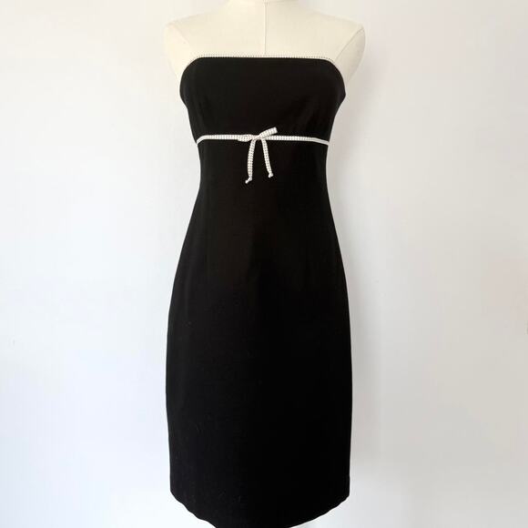 LAUNDRY BY SHELLI SEGAL STRAPLESS BLACK BABYDOLL DRESS - Picture 1 of 8